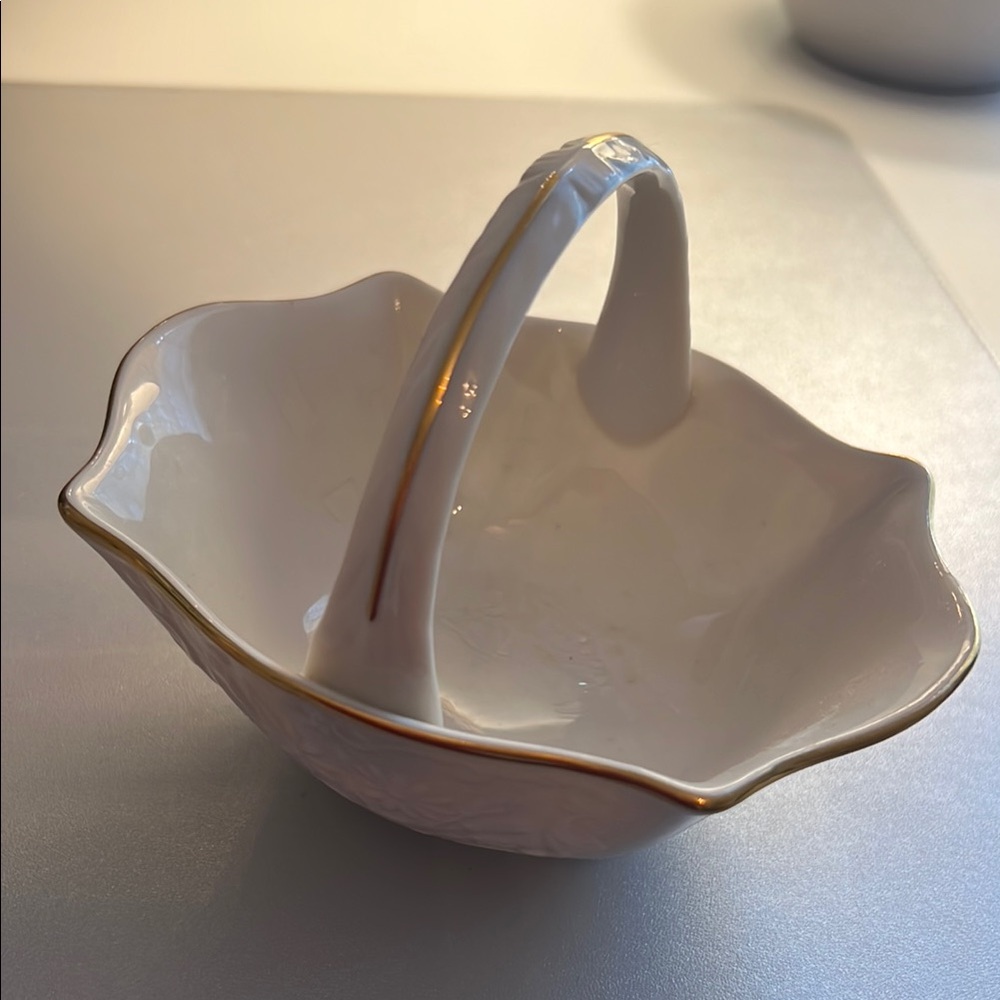 Lenox Porcelain Basket with Gold Trim